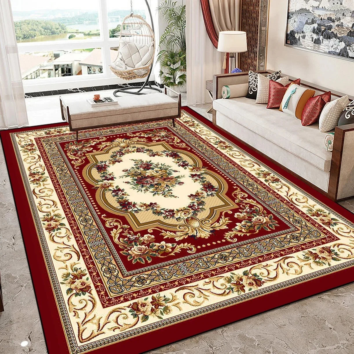 European Style Luxury Large Area Living Room Carpet Soft Home Decor Bedroom Sofa Floor Mat Custom Rug