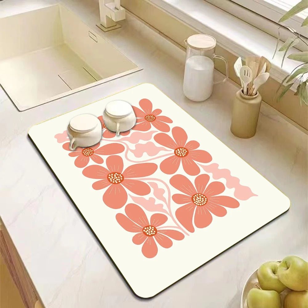 Absorbent kitchen drying drain mat