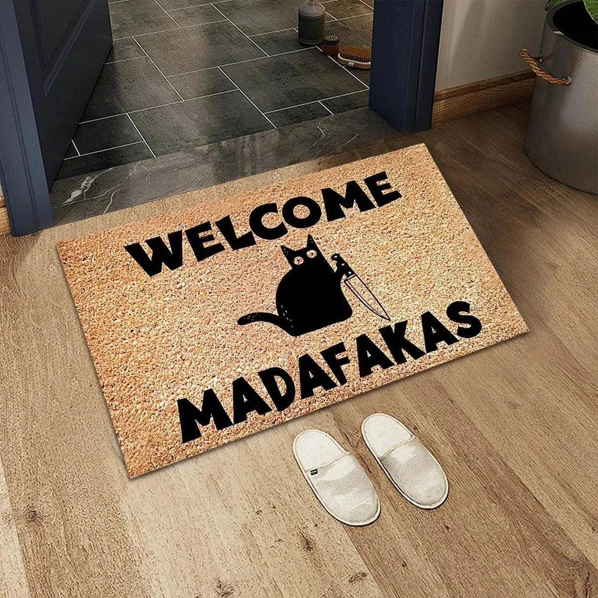 VIKAMA Funny Cat Quote Non-Slip Doormat