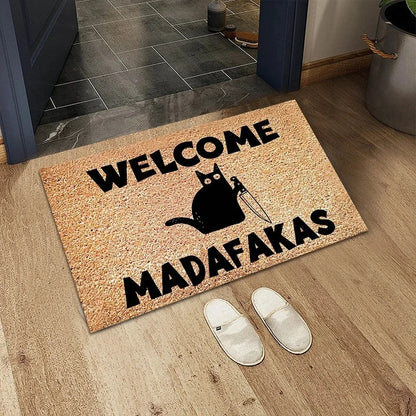 VIKAMA Funny Cat Quote Non-Slip Doormat