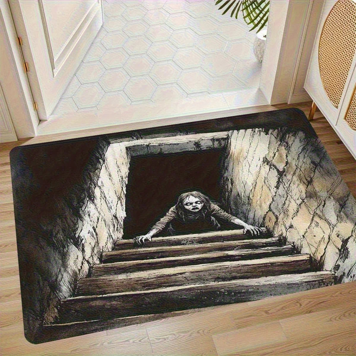 3D Illusion Staircase Flannel Doormat