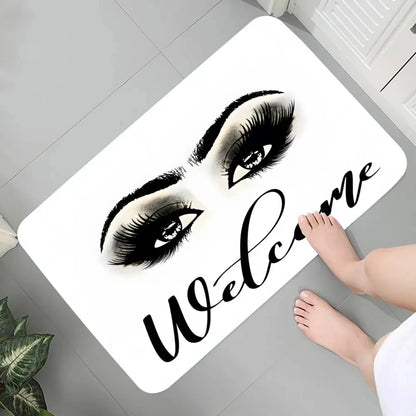 Eyelash Pattern Flannel Printed Carpet Non-Slip Foot Mat Bedroom Bathroom Kitchen Entrance Rug Home Decor