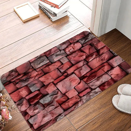 Stone tile print waterproof non-slip floor mat