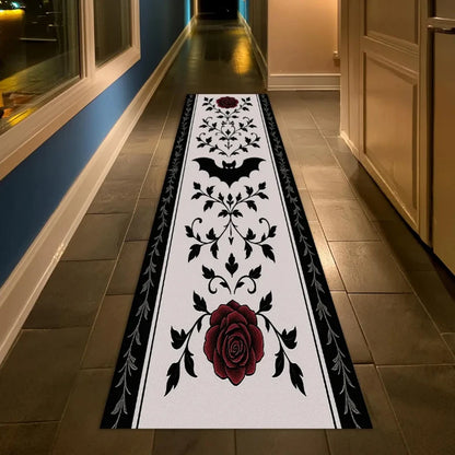 Gothic Skull Rose Runner Rug