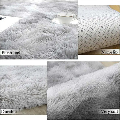 FORSWAN Gray Plush Velvet Area Rug