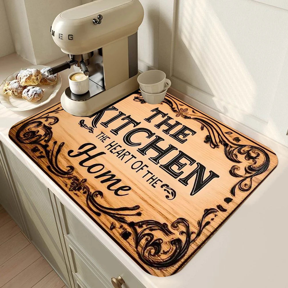 Retro Coffee Maker Absorbent Kitchen Drying Mat