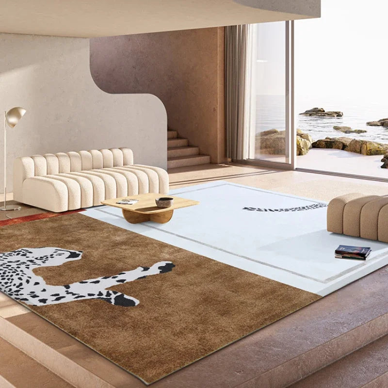 Light Luxury Leopard Print Plush Area Rug