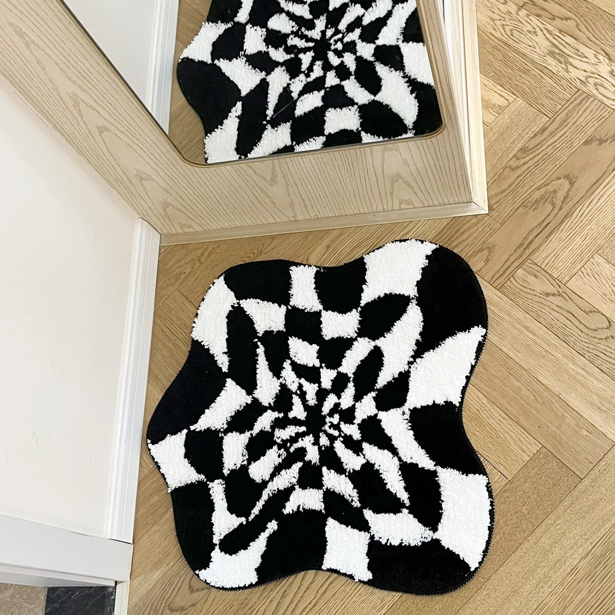 Abstract 3D Checkered Cloud Tufted Rug