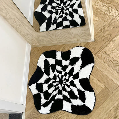 Abstract 3D Checkered Cloud Tufted Rug