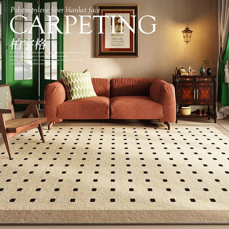 VIKAMA French Vintage Large Area Living Room Carpet Stain-Resistant Non-Slip Bedroom Floor Mat