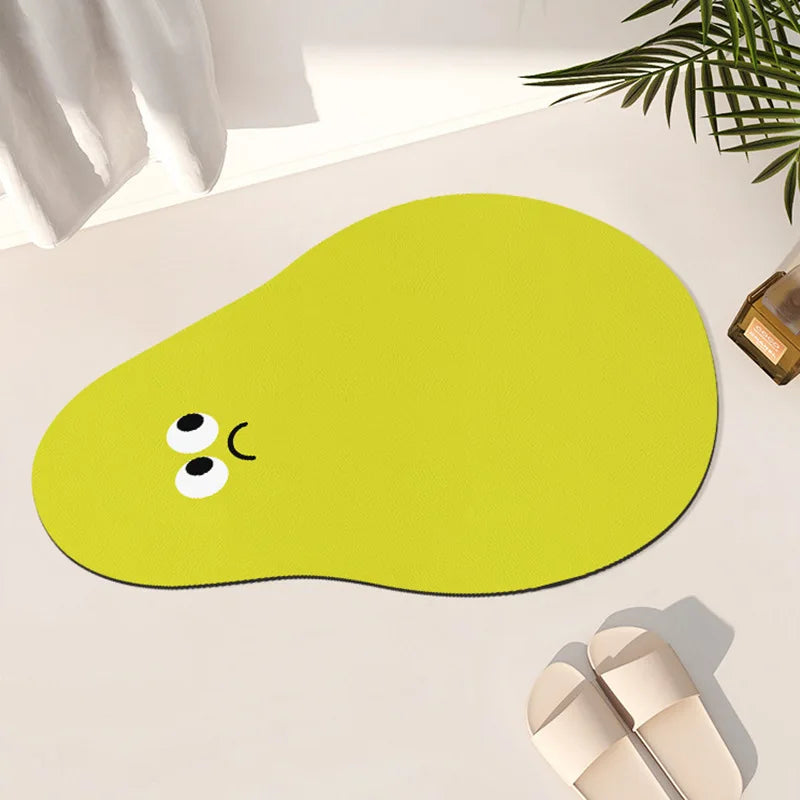 Cartoon funny expression irregular bathroom non-slip mat toilet door absorbent floor mat household diatom mud floor mat