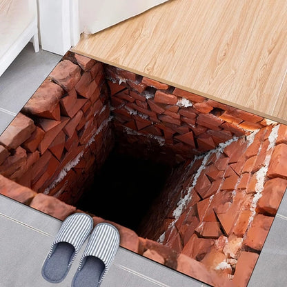 3D Brick Hole Illusion Doormat