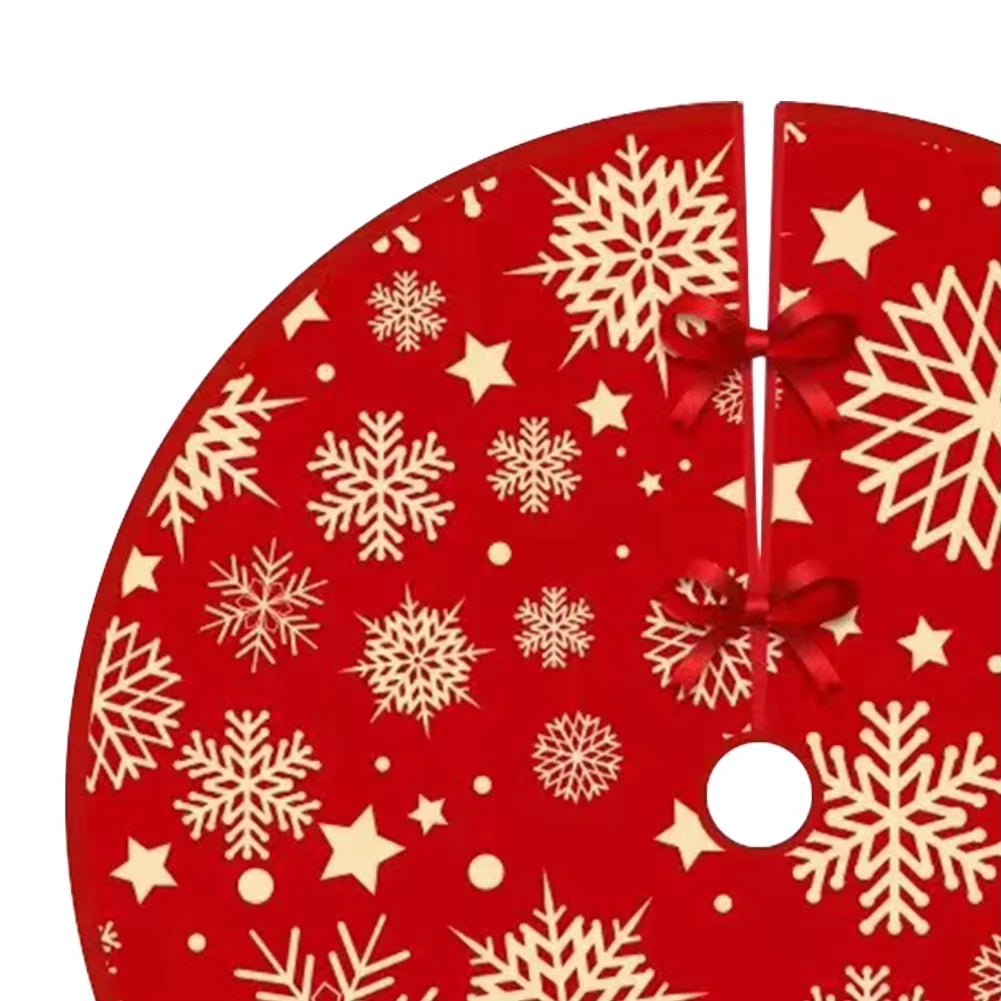 VIKAMA Red Snowflake Star Christmas Tree Skirt Holiday Living Room Decor