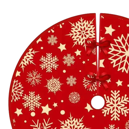 VIKAMA Red Snowflake Star Christmas Tree Skirt Holiday Living Room Decor