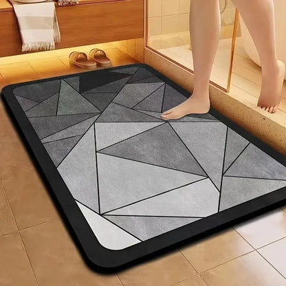 Gray Geometric Anti-Slip Floor Mat