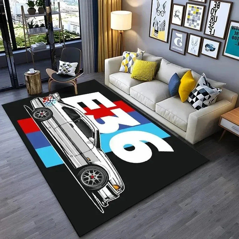 Racing Car Pattern Washable Area Rug
