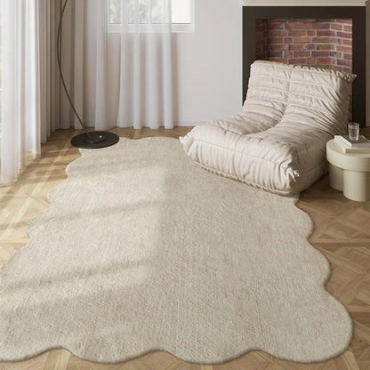 Modern Minimalist Solid Color Irregular Plush Washable Area Rug
