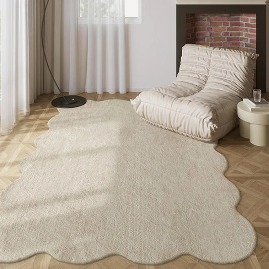 Modern Minimalist Solid Color Irregular Plush Washable Area Rug