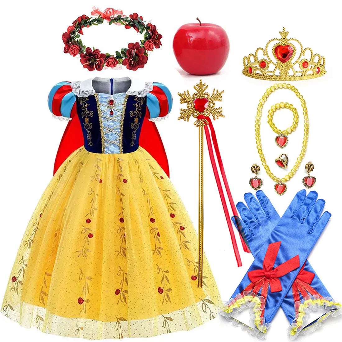 Disney Snow White Costume Dress With Cloak For Girls