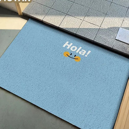 Solid color anti-dirt silk ring door mat