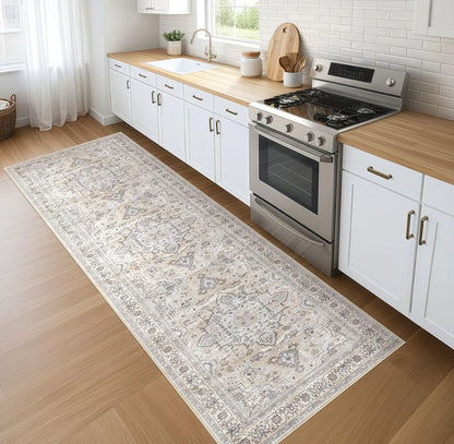 Non-Slip Floral Retro Runner Rug