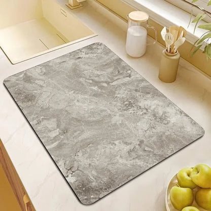 VIKAMA Marble Kitchen Drainage Mat Quick-Dry Absorbent Anti-Slip Dish Drying Pad