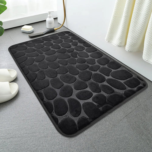 Cobblestone Embossed Memory Foam Bath Mat Non-Slip Absorbent Bathroom Rug Bathtub Side Shower Room Floor Carpet Home Decor