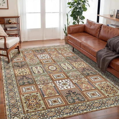 VIKAMA Bohemian Floor Mat Non-Slip Easy-Care Large Area Rug Living Room Bedroom Home Decor