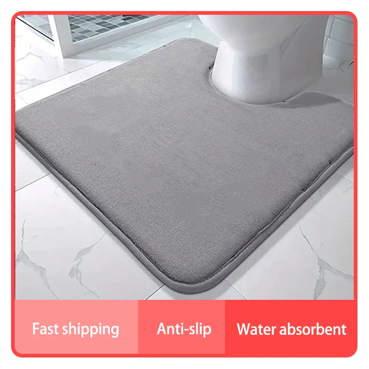 Large U-Shape Bathroom Mat Absorbent Non-Slip Toilet Floor Carpet Home Decoration