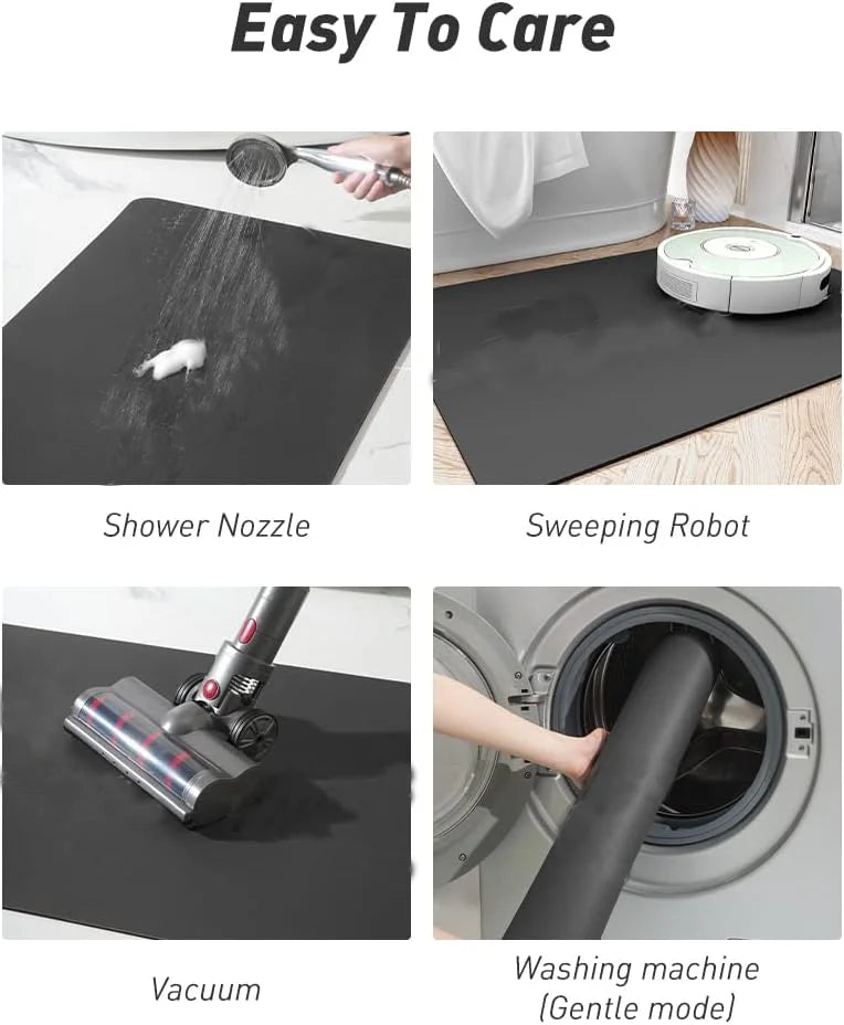 VIKAMA Semi-Circular Diatomite Bathroom Floor Mat Absorbent Non-Slip Entrance Door Mat