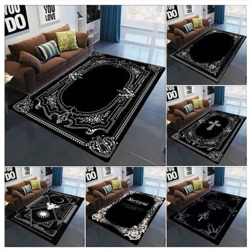 Gothic Black White Vintage Area Rug