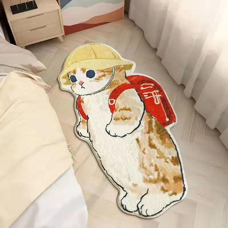 Faux Cashmere Cartoon Pet Rug Non-Slip Washable Bedroom Mat