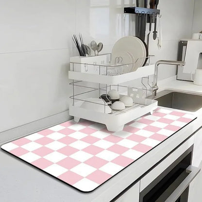 Checkered Kitchen Absorbent Drying Mat