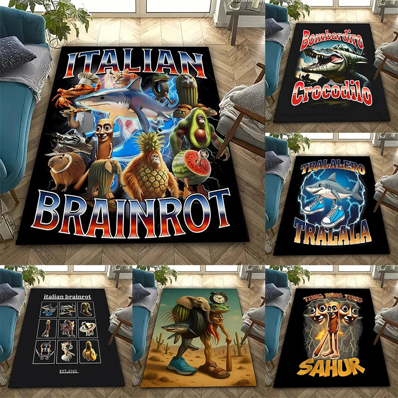 Funny Italian Brainrot Gaming Area Rug