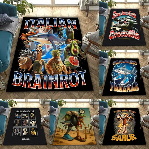 Funny Italian Brainrot Gaming Area Rug