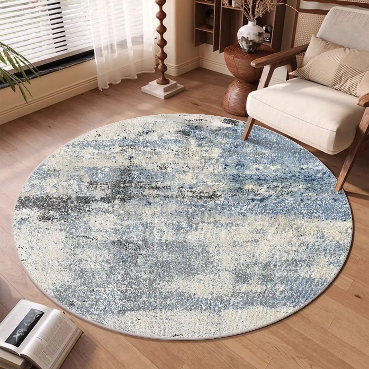 Modern Abstract Round Soft Washable Area Rug