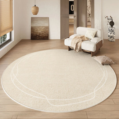 Wabi-Sabi Cream Round Waterproof Non-Slip Area Rug