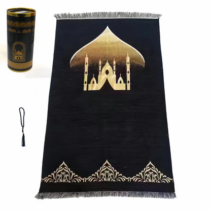 Muslim prayer rug gift set with beads
