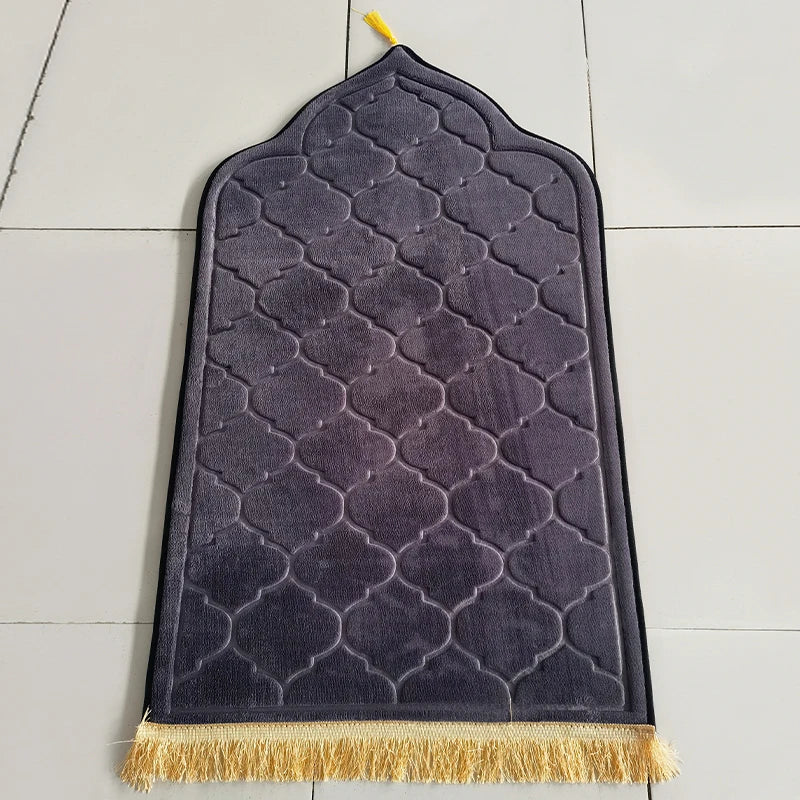 Flannel Prayer Mat Non-Slip Soft Portable Worship Rug Travel Ramadan Gift