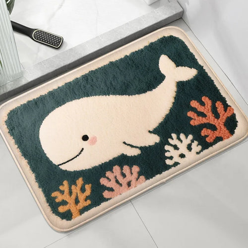Cartoon Animal Bathroom Mat Soft Absorbent Non-Slip Floor Rug Shower Room Toilet Carpet Home Decor