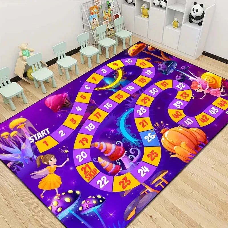 Snakes and Ladders Game Pattern Area Rug