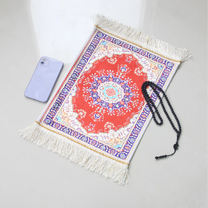 Portable prayer rug set with beads