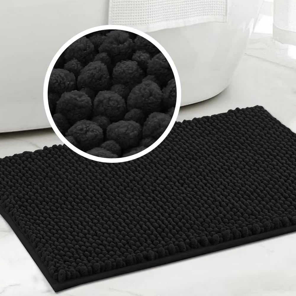 Super Plush Microfiber Anti-Skid Bathroom Carpet Absorbent Machine Washable Chenille Bath Mat Quick Drying Floor Mat