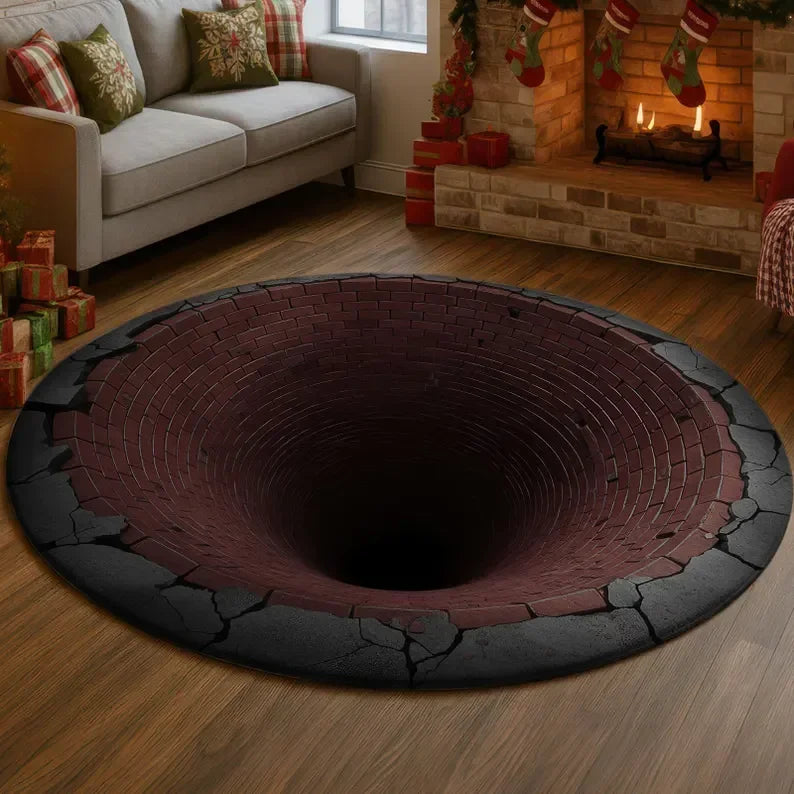 3D Deep Crack Illusion Round Rug