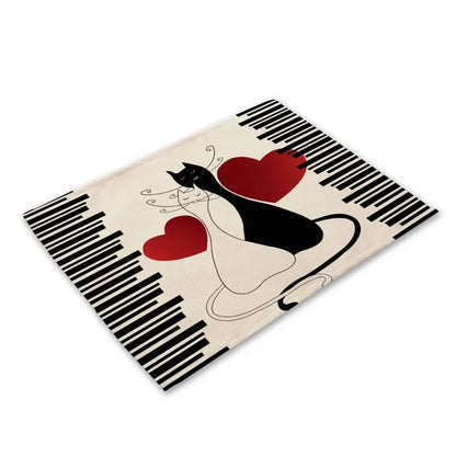 Cute Black Cat Kitchen Placemat Set