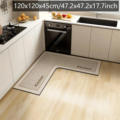 Simple L-Shaped Kitchen Non-Slip Floor Mat Diatom Mud Absorbent Bathroom Corner Door Foot Mat