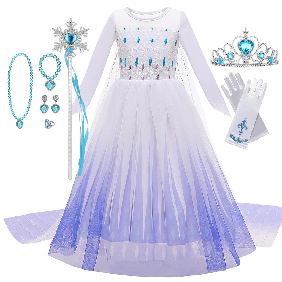 Disney Frozen Elsa Anna Princess Costume Dress For Girls