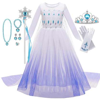 Disney Frozen Elsa Anna Princess Costume Dress For Girls