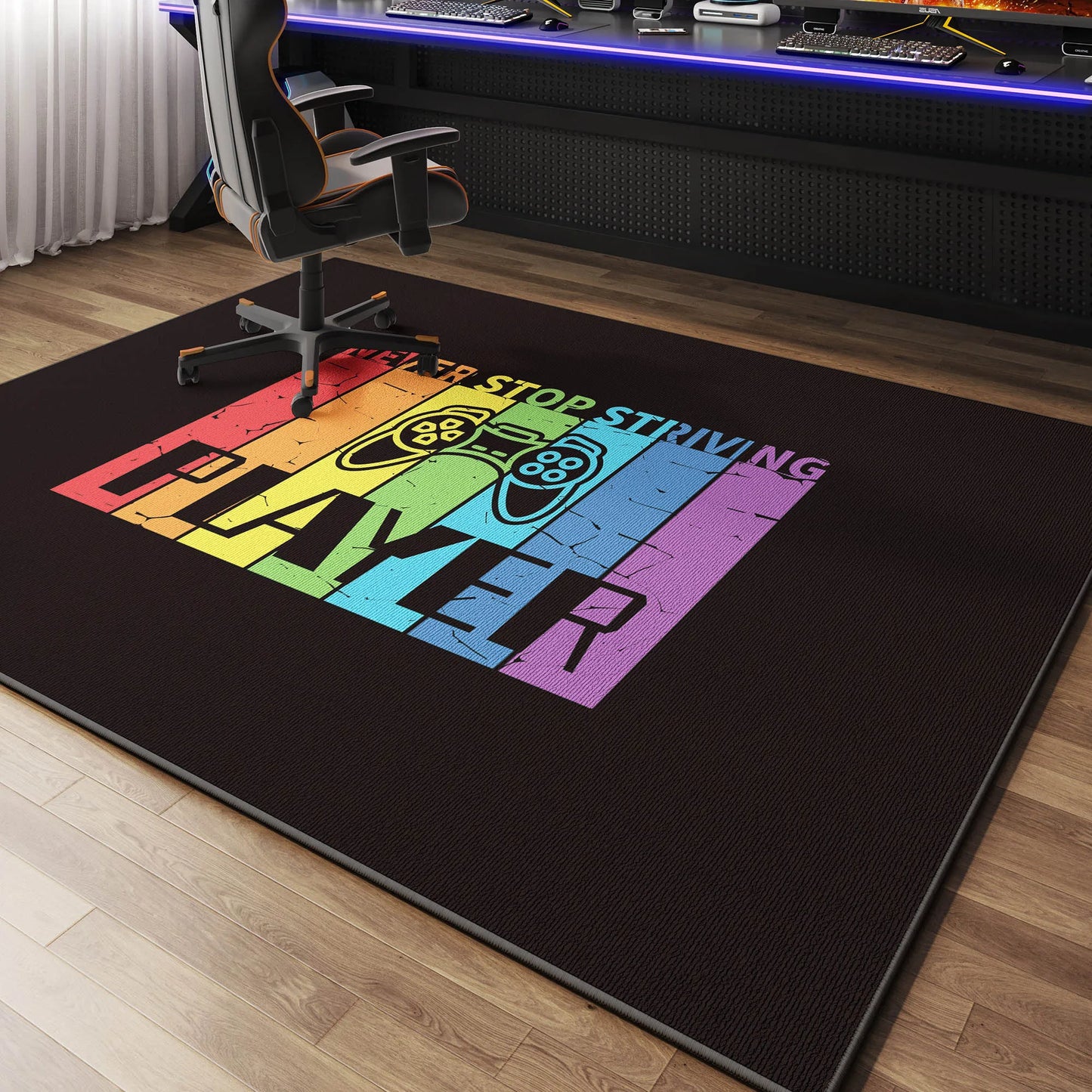 VIKAMA Luxury Gaming Room Carpet Non-Slip Chair Mat Bedroom Office Floor Rug