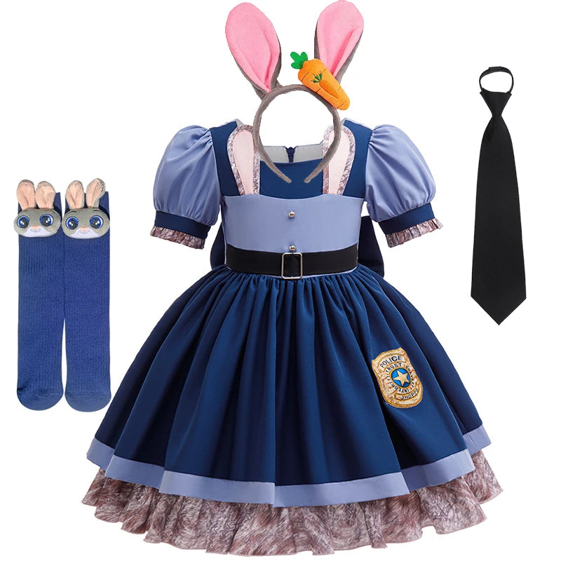 Zootopia Judy Bunny Police Officer Costume Dress For Girls
